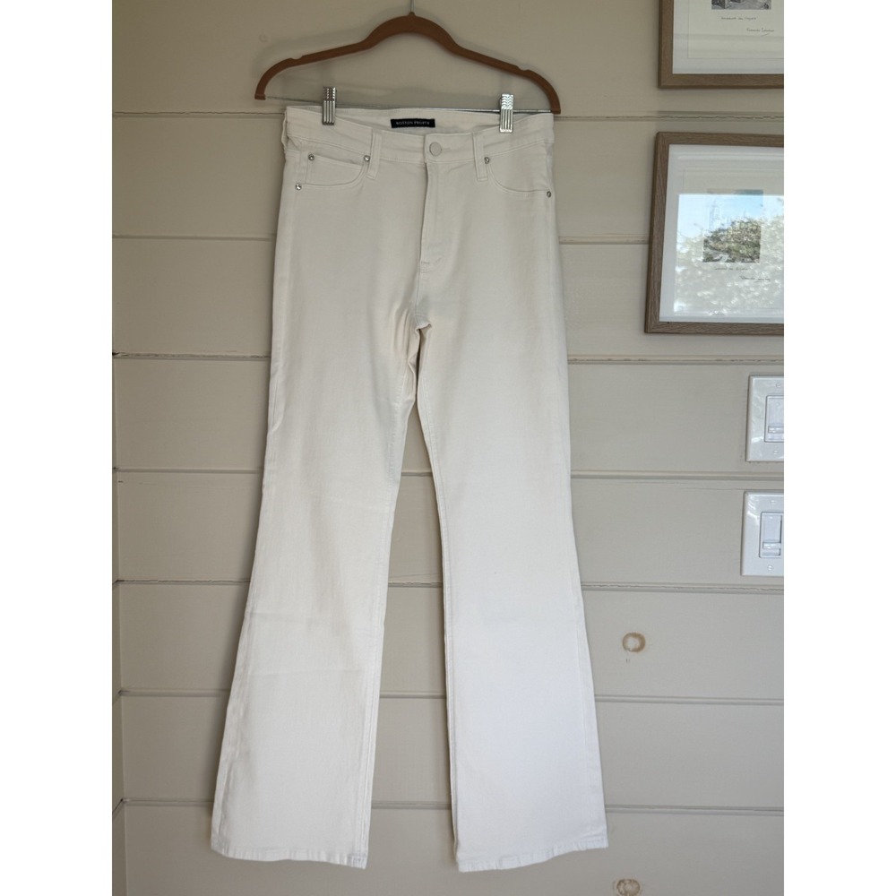 Boston Proper Monterrey High Rise White Bootcut Stretch Jeans Sz 6/28 Rhinestone